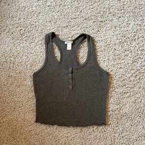 Bozzolo Gray Ribbed Racerback Crop Top